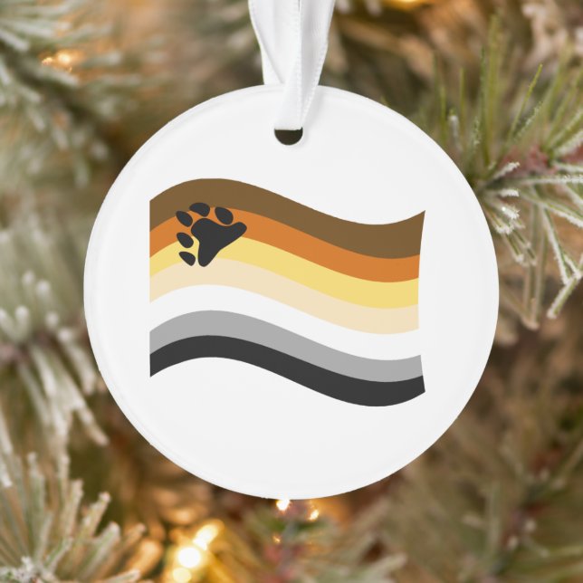 Bear Pride Paw Wavy Flag Ornament (Tree)