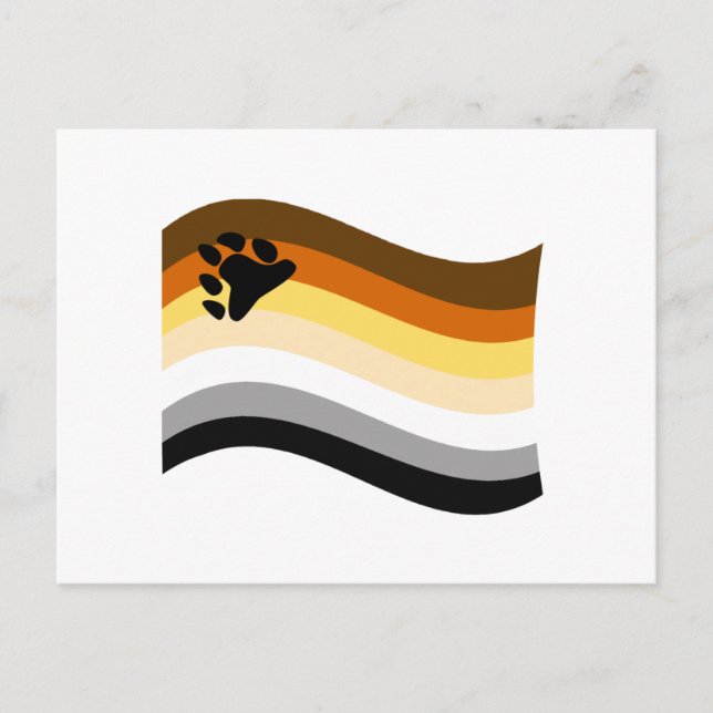 Bear Pride Paw Wavy Flag Postcard (Front)