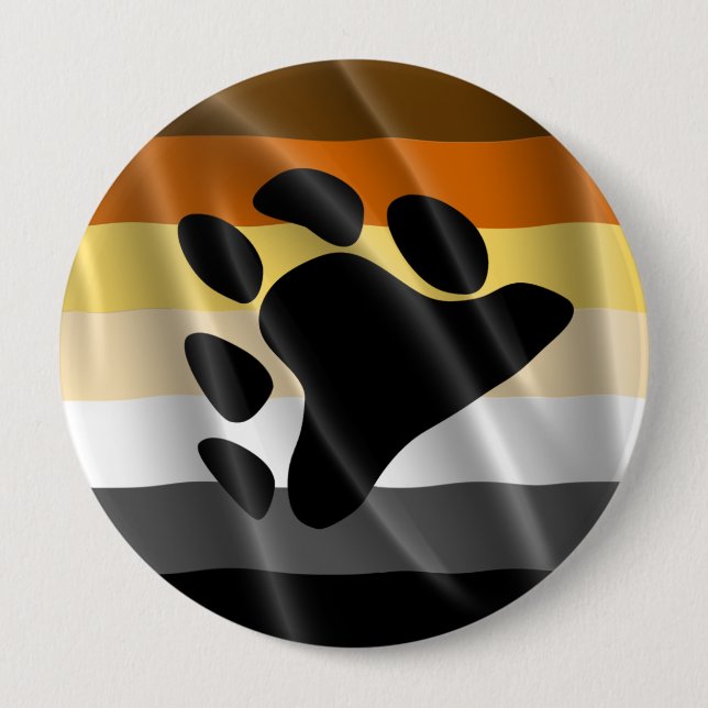 BEAR PRIDE WAVY DESIGN 10 CM ROUND BADGE (Front)
