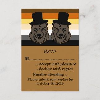 Bear Pride Wedding RSVP for Gay Grooms Invitation