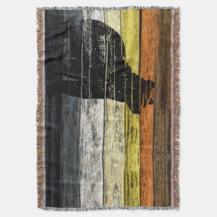 Bear Pride Wood Art Throw Blanket