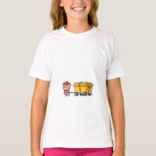 Bear Pulling Yellow Wagon Kids T-Shirt