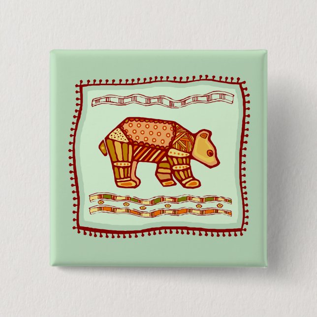 Bear Quilt 15 Cm Square Badge (Front)
