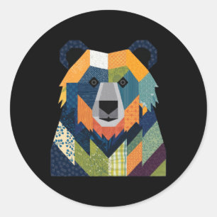 Bear Quilt Pattern For Quilting Lover Quilter Sewi Classic Round Sticker