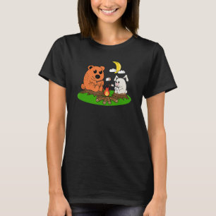 Bear Rabbit Roasting Marshmallow Campfire Bonfire  T-Shirt