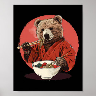 Bear Ramen Kimono Karate Japanese Noodles Bear Ram Poster