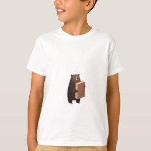 Bear Reading Book Kids T-Shirt