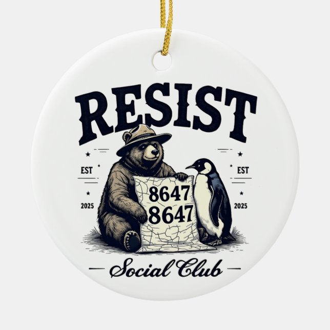 Bear Resist Protect National Park Anti Trump 8647  Ceramic Tree Decoration (Front)