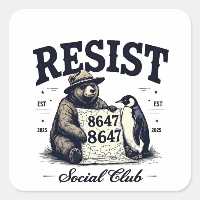 Bear Resist Protect National Park Anti Trump 8647  Square Sticker (Front)