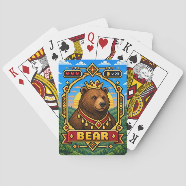 Bear Retro 8-Bit Pixel Art Playing Cards (Back)