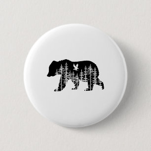 Bear Retro Forest Trees Outdoors Wildlife Camping 6 Cm Round Badge