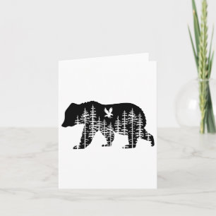 Bear Retro Forest Trees Outdoors Wildlife Camping Card