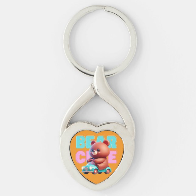 Bear Ride Metal Keychain (Front)