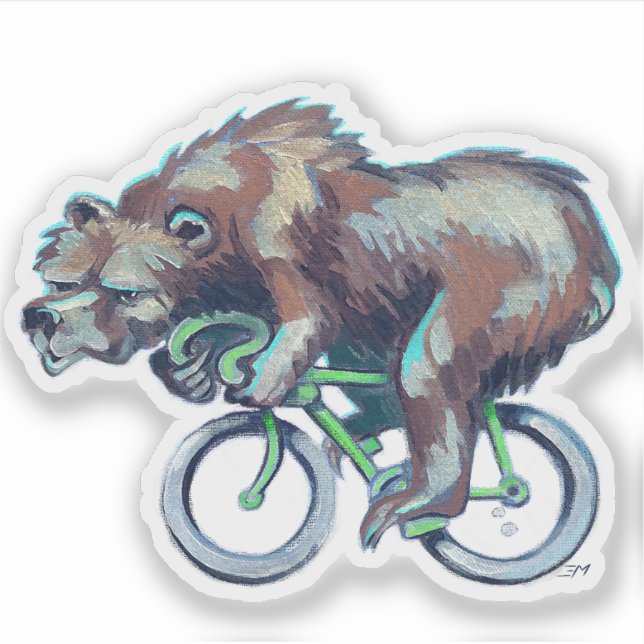 Bear Riding a Green Bicycle (Front)