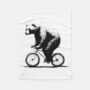 Bear Riding Bicycle Cycling Mountain Bike Biking B Fleece Blanket