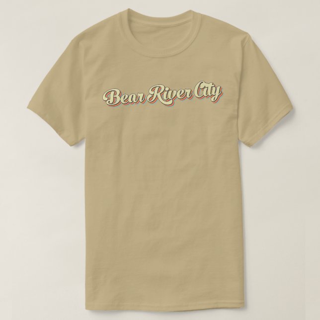 Bear River City TShirt Retro Art Baseball Font Vin (Design Front)