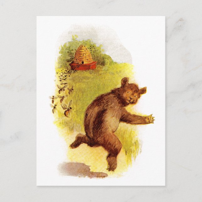 Bear Running From Bees Postcard (Front)