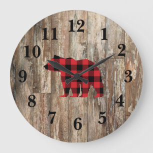 Bear Rustic Wood Decor Large Large Clock