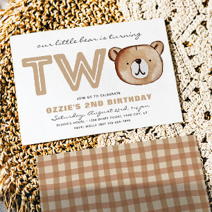 Bear Second Birthday Invitation