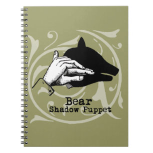 Bear Shadow Puppet Hand Vintage Spiral Notebook