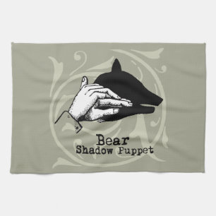 Bear Shadow Puppet Hand Vintage Tea Towel