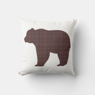 Bear Shape Plaid Brown Cabin Core Cushion