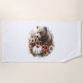 Bear Shirt Country Pumpkin Beach Towel
