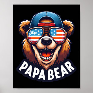 Bear Shirt Fathers Day Gift Us American Flag Best Poster
