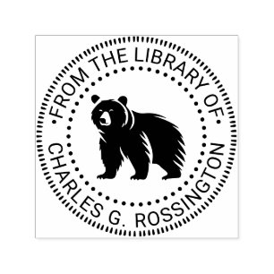 Bear Silhouette #3  Library Book Name Self-inking Stamp