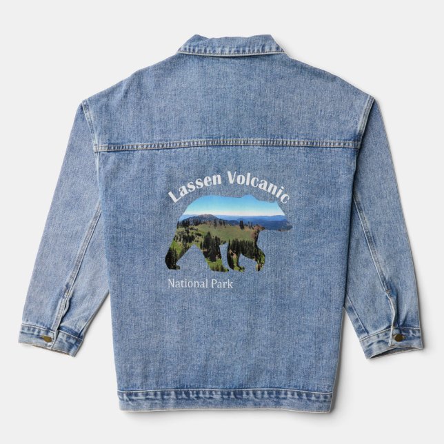 Bear Silhouette Lassen Volcanic National Park Cali Denim Jacket (Back)