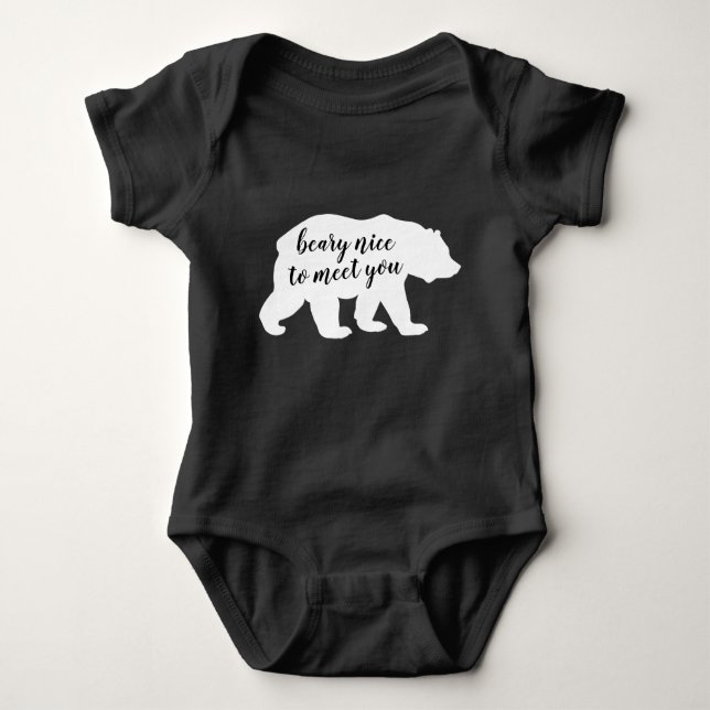 Bear Silhouette Nice to Meet You Baby Bodysuit (Front)
