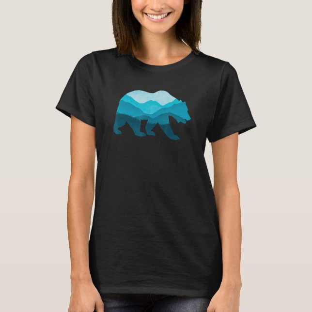 Bear Silhouette Outdoor Landscape Wildlife Forest  T-Shirt (Front)