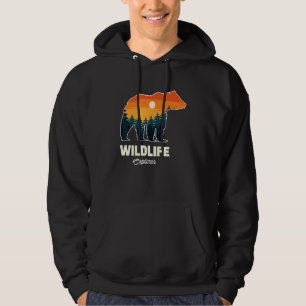 Bear Silhouette With Nature Background Bear Hoodie