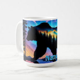 Bear Silhouette with Nature Landscape Wildlife Coffee Mug
