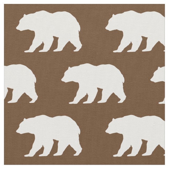 Bear Silhouette Woodland Animals Fabric (Close Up)