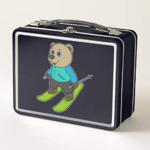 Bear Skier Ski Metal Lunch Box