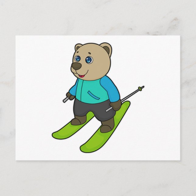 Bear Skier Ski Postcard (Front)