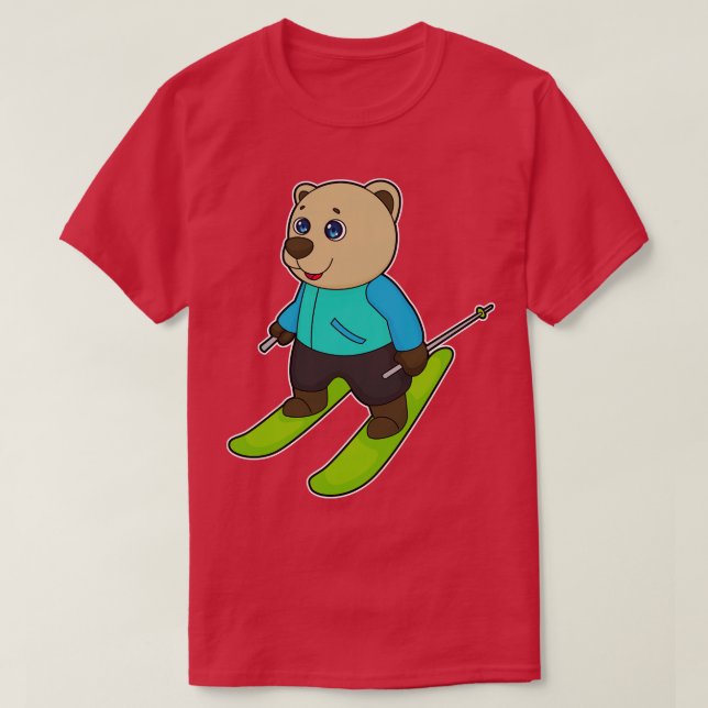 Bear Skier Ski T-Shirt (Design Front)