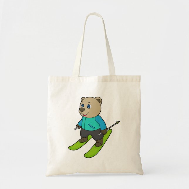 Bear Skier Ski Tote Bag (Front)