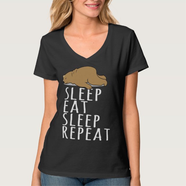 Bear Sleep Eat Repeat Slogan Nightdress T-Shirt (Front)