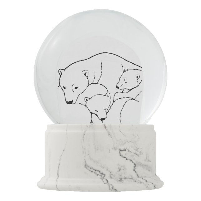 Bear Snow Globe Custom Polar Bear & Cubs Snowglobe (Front)
