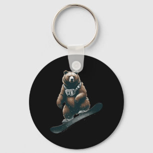 Bear Snowboard Apparel Snowboarding Snowboarder Sn Key Ring