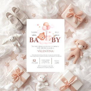Bear Spanish Baby Shower Girl invitation