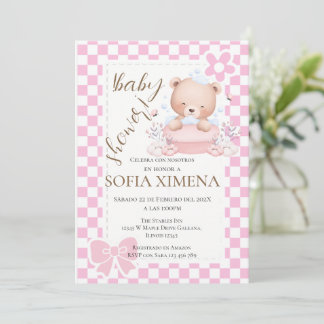 Bear Spanish Baby Shower invitation