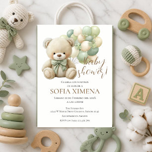 Bear Spanish Baby Shower invitation