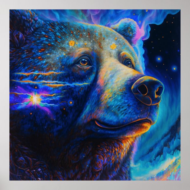 Bear Spirit Animal Neon Symbol of Strength & Power Poster (Front)