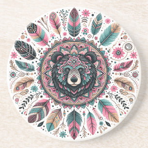 Bear Spirit Feather Sandstone Coaster