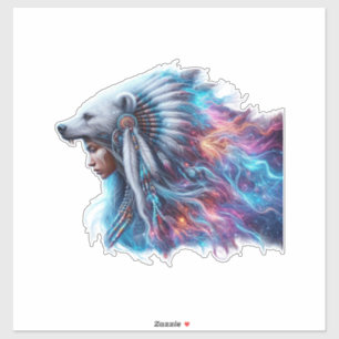 Bear Spirit Warrior Custom-Cut Vinyl Sticker