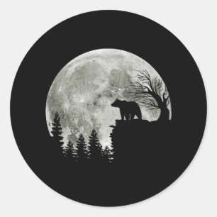 bear standing on moon halloween classic round sticker