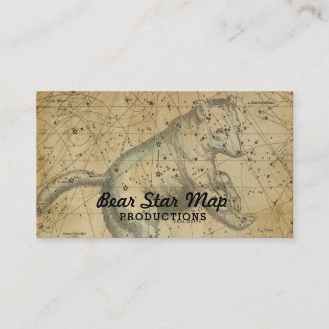 Bear Star Map Constellation Ursa Major Tan Business Card (Front)